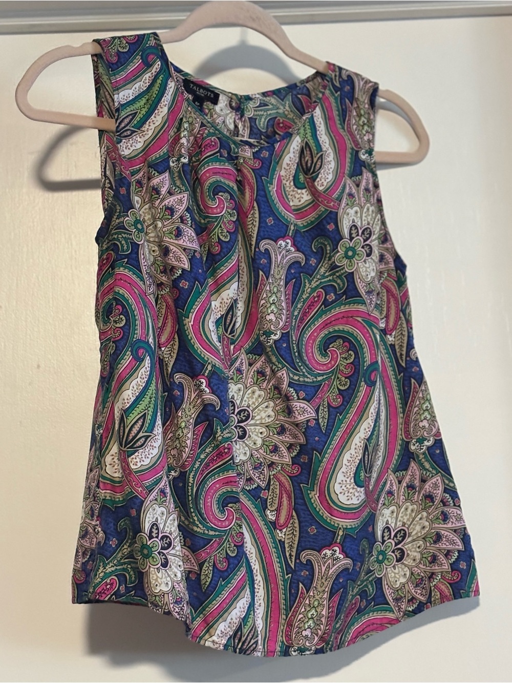 Talbots Paisley Sleeveless Tank Top in Blue, Pink & Green